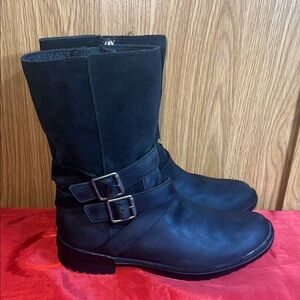 UGG Dark Leather Moto Boots with Buckles